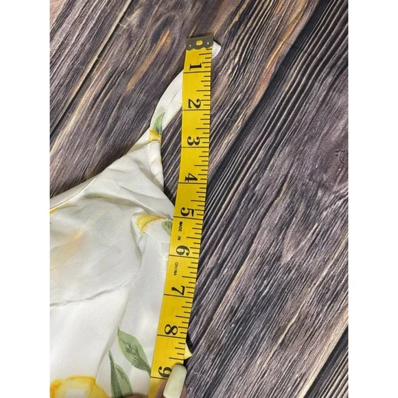 Japna Dress Womens M Petite Yellow Lemon Print Sleeveless Tiered Mini Boho - Picture 7 of 11